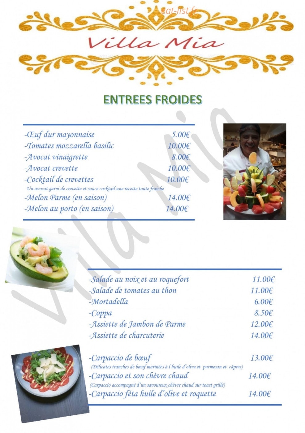 Villa Mia — carte page 1