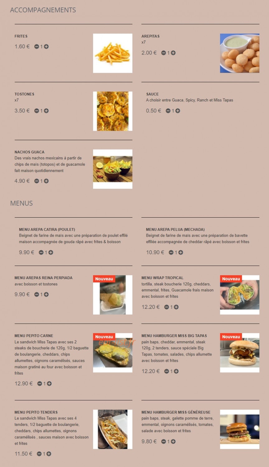 Miss Tapas — carte page 3