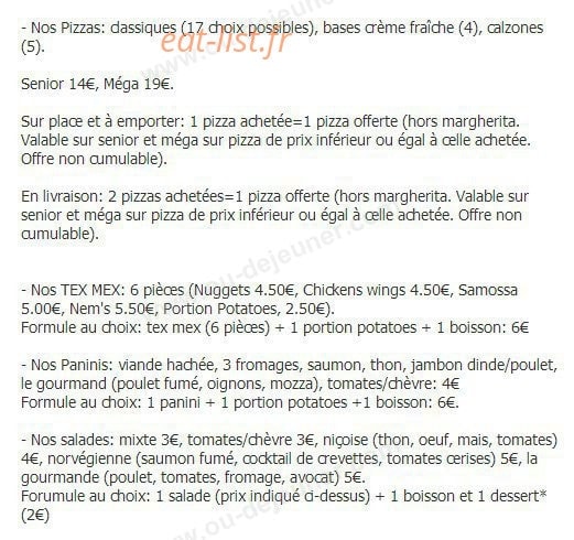 Pizza Gourmande — carte page 1