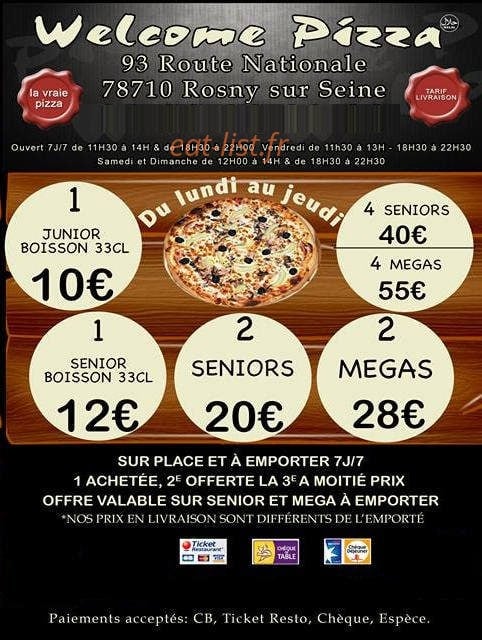 Welcome pizza à Rosny Sur Seine, carte-menu et photos