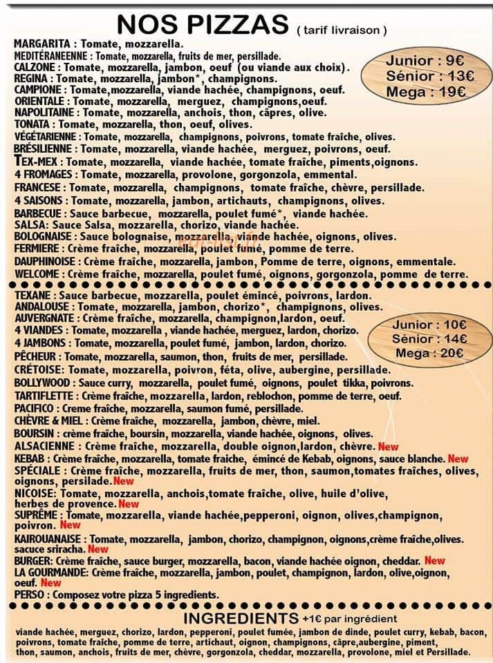 Welcome pizza — carte page 2