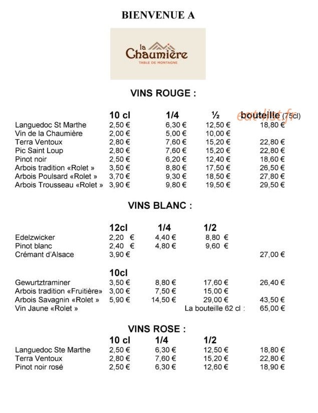 La Chaumière — carte page 3