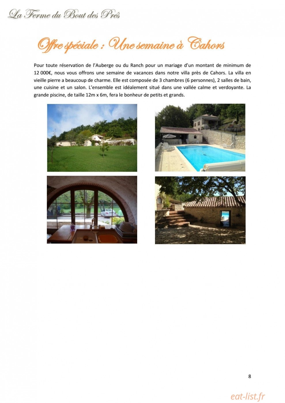 La Ferme du Bout des Prés — carte page 8