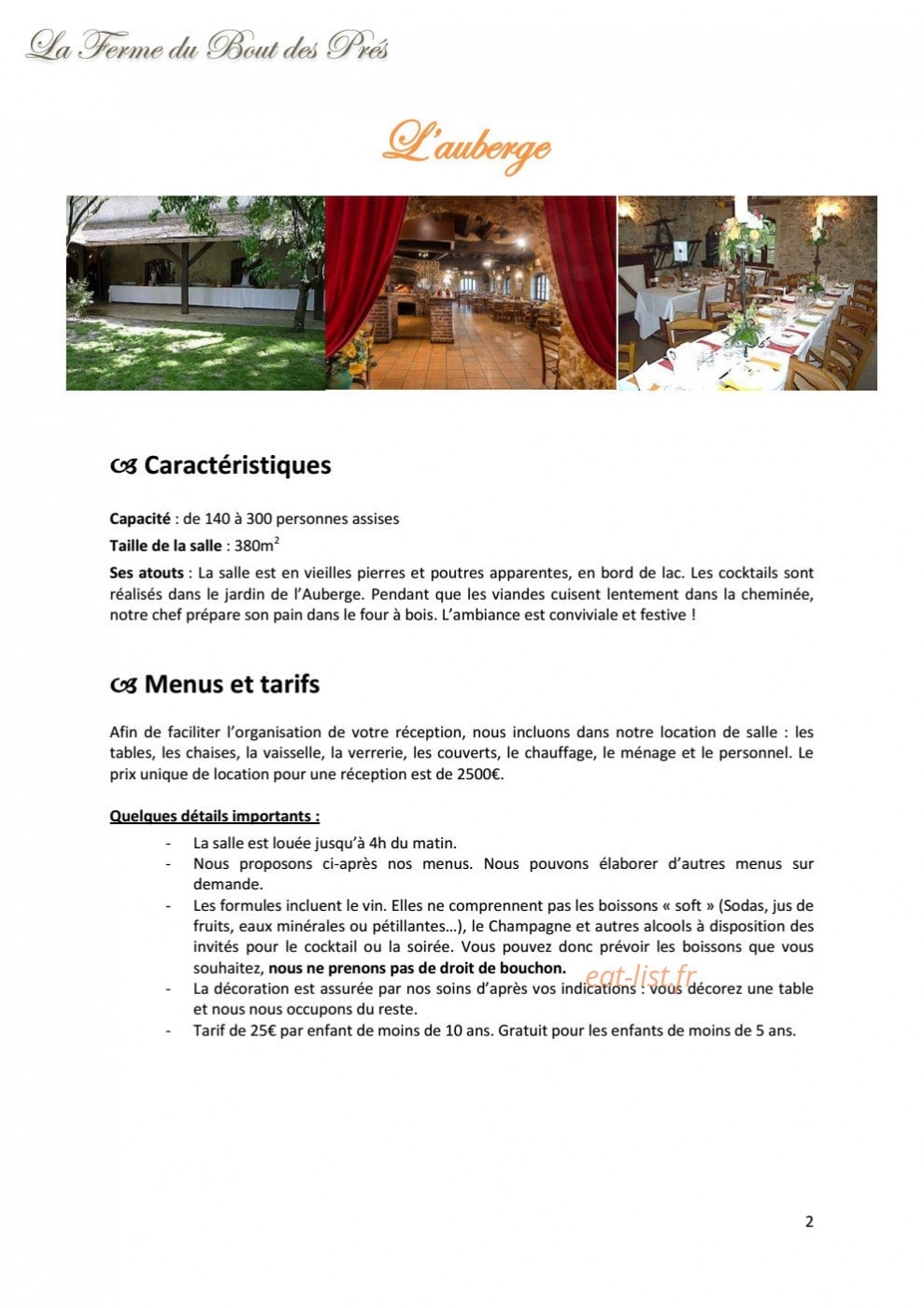 La Ferme du Bout des Prés — carte page 4