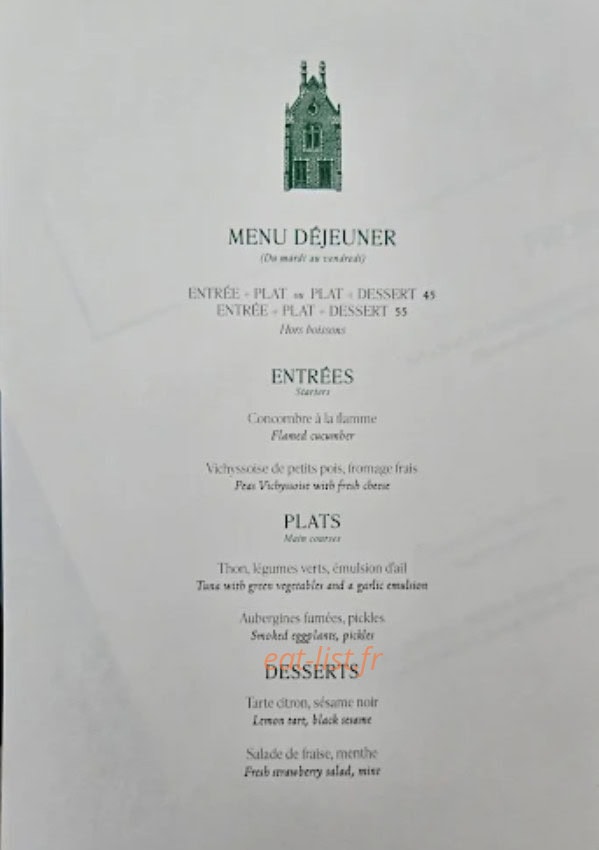 Restaurant Les Chasses — carte page 1