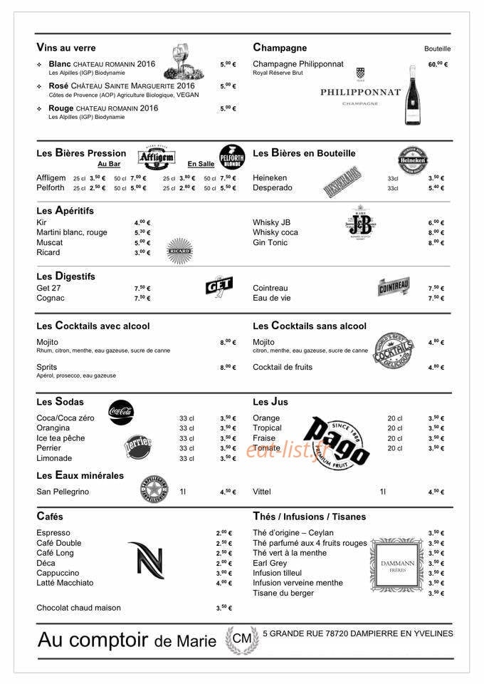 Au Comptoir de Marie — carte page 2