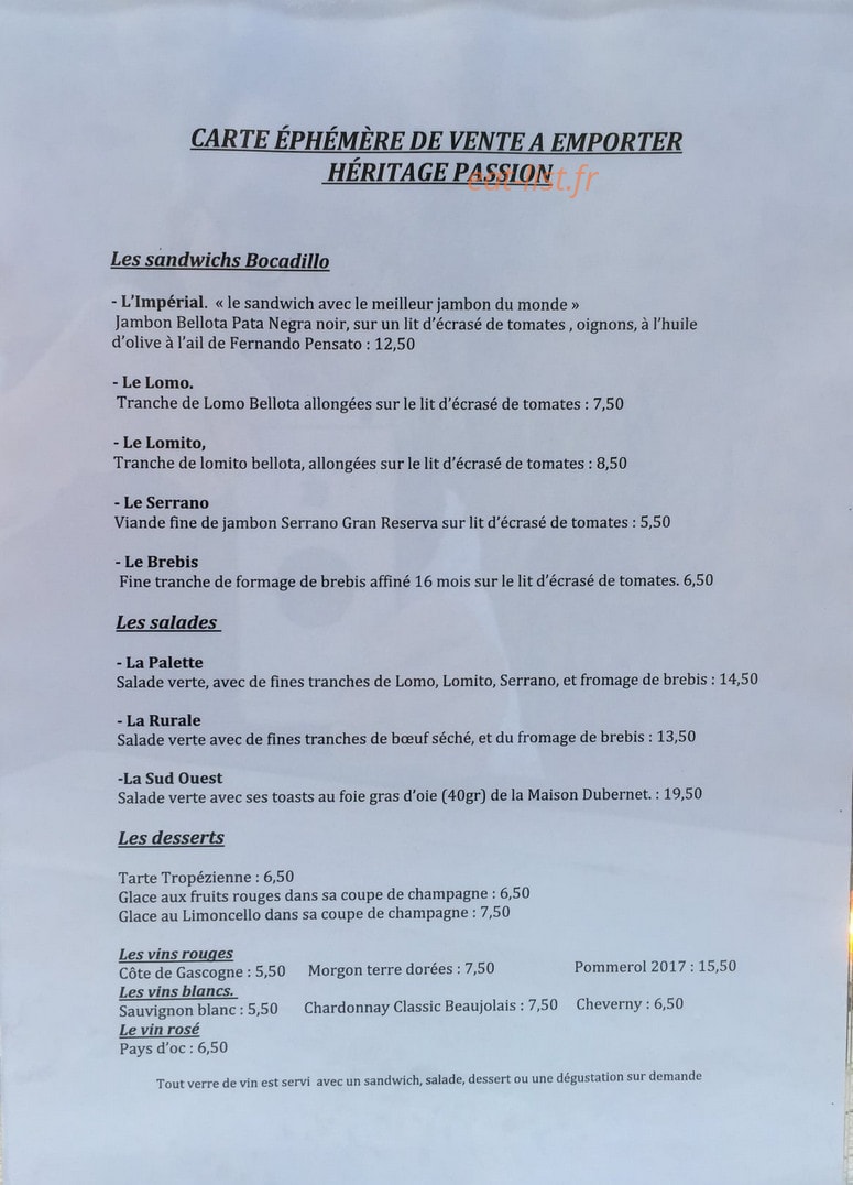 Héritage Passion — carte page 1