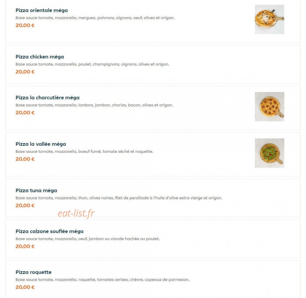 Pizza vallée — carte page 8
