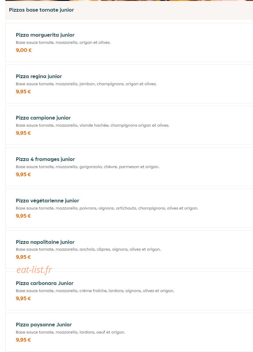 Pizza vallée — carte page 1