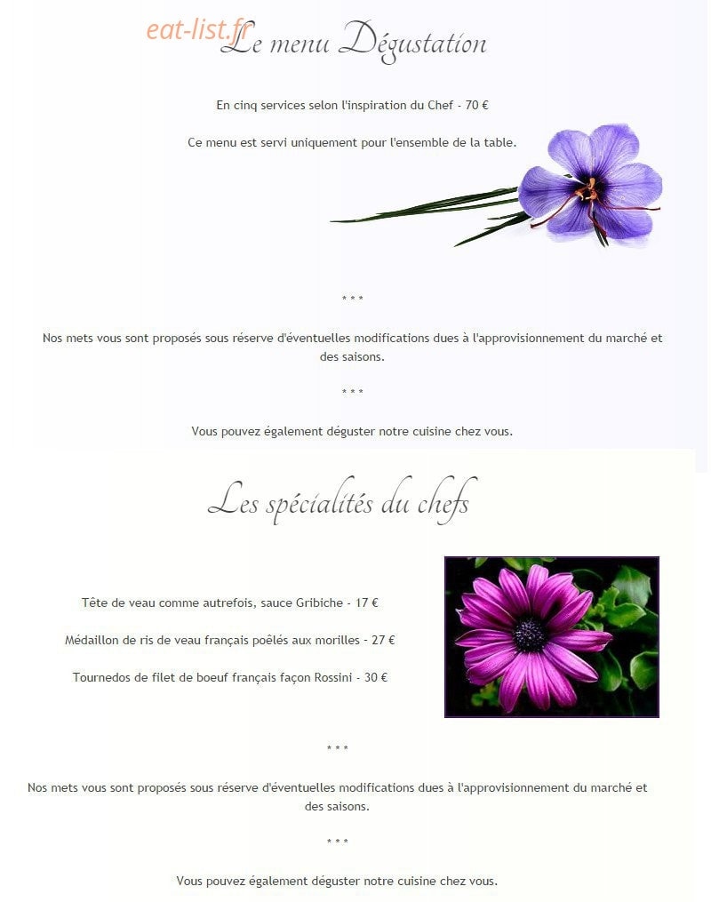 L'Auberge de l'Elan — carte page 3