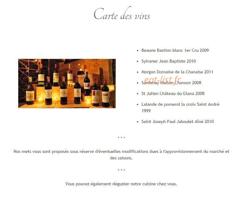 L'Auberge de l'Elan — carte page 4
