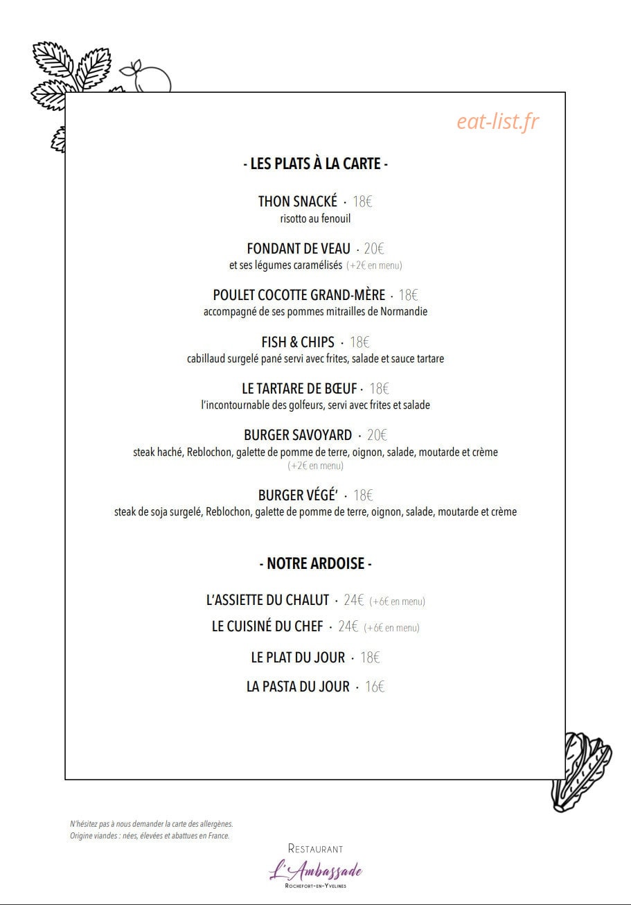 L’Ambassade — carte page 2