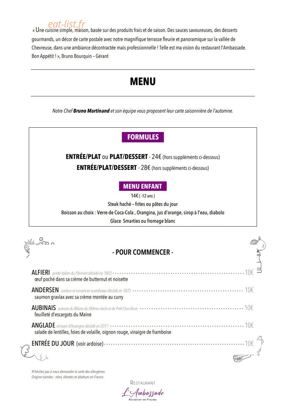 L’Ambassade — carte page 1