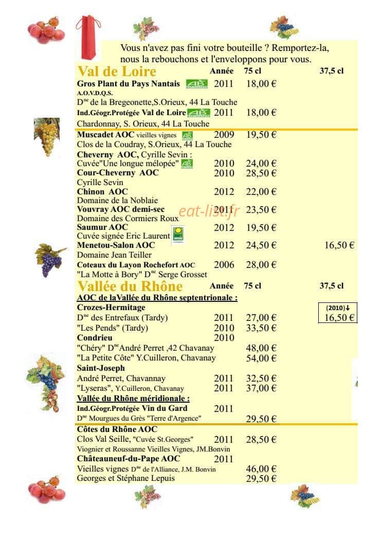 Auberge de l'Ecureuil — carte page 6
