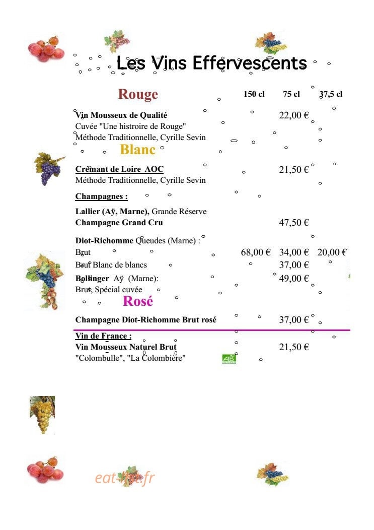 Auberge de l'Ecureuil — carte page 8