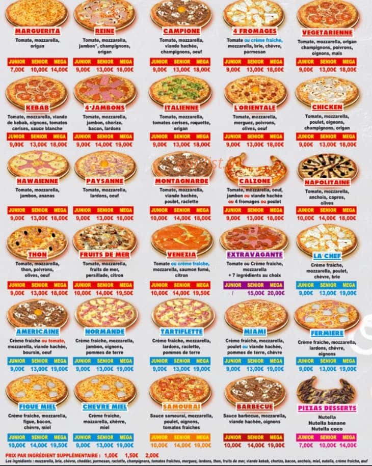 Duo pizza — carte page 2
