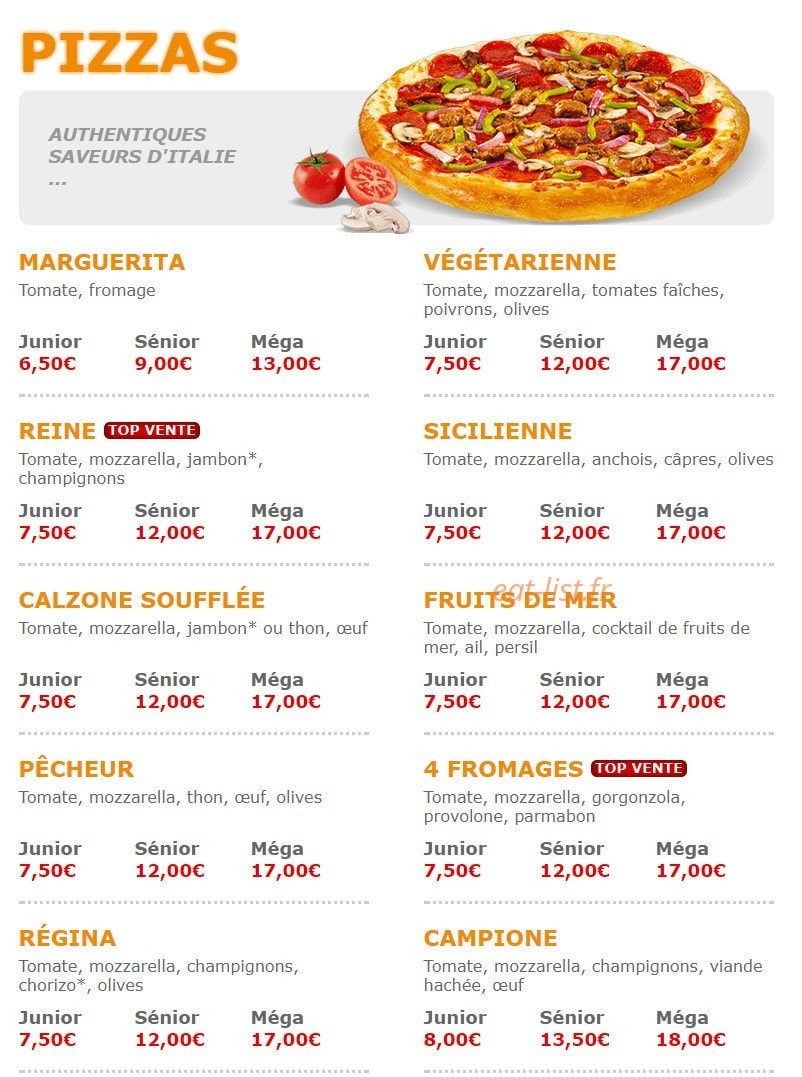 Pizza Crousty — carte page 1