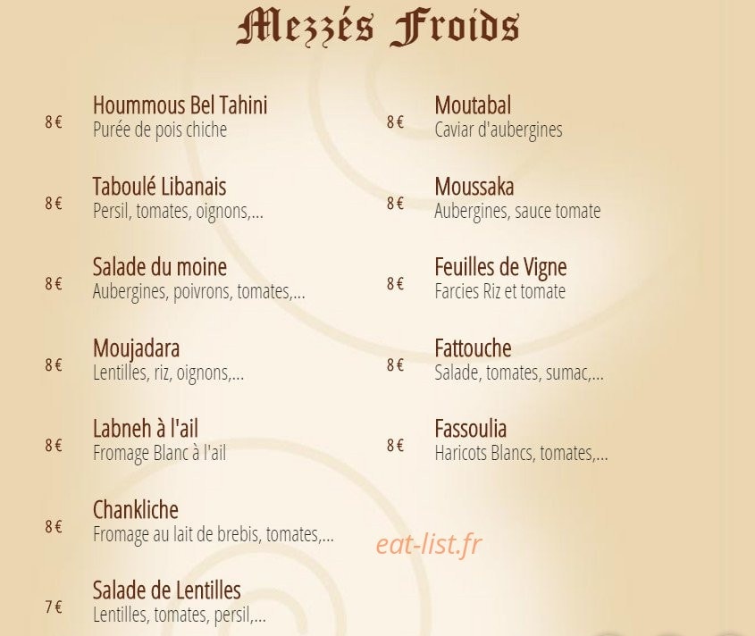 L'auberge Libanaise — carte page 2