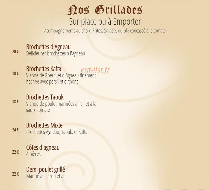 L'auberge Libanaise — carte page 4