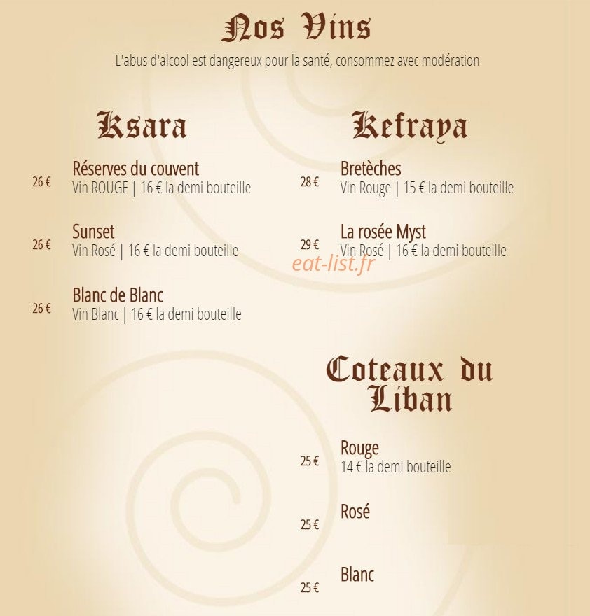 L'auberge Libanaise — carte page 7
