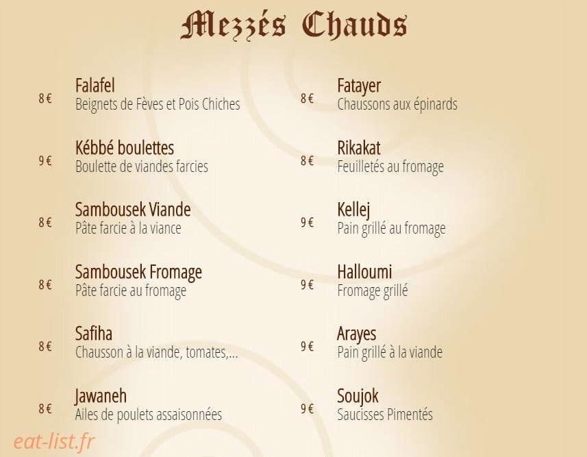 L'auberge Libanaise — carte page 3