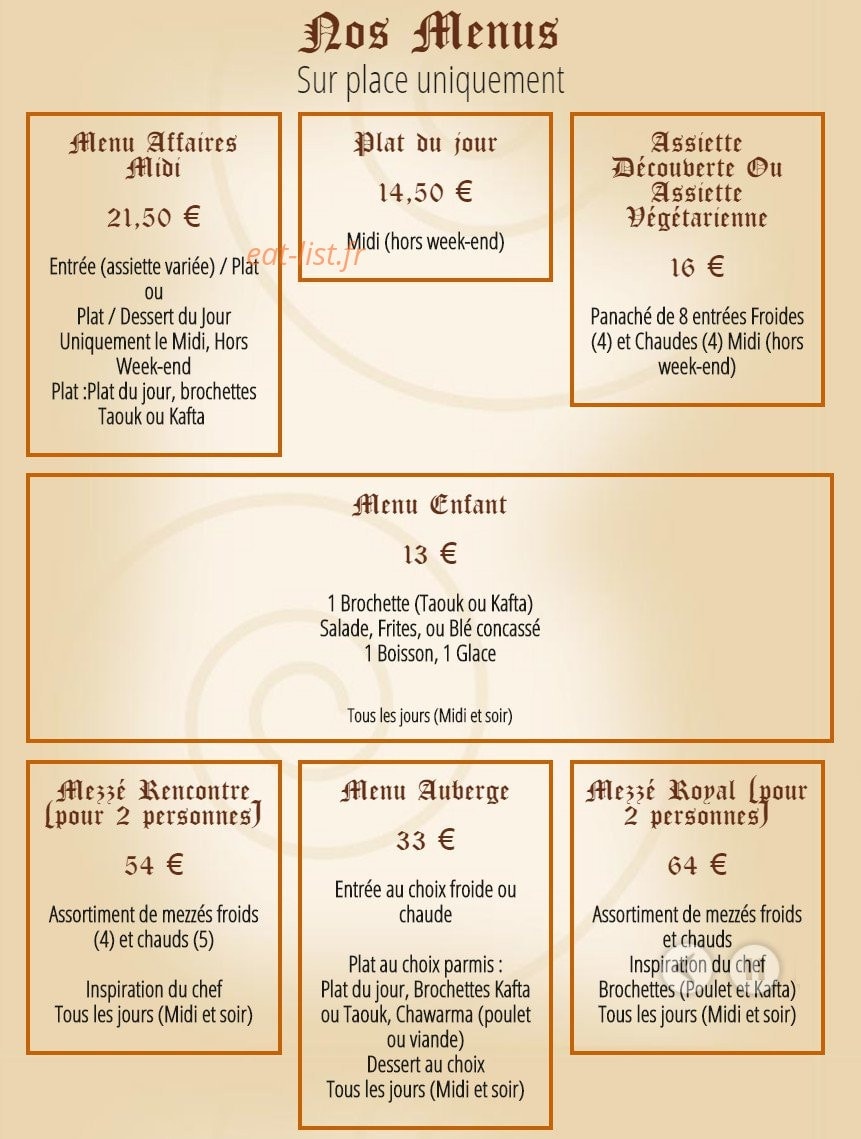 L'auberge Libanaise — carte page 1