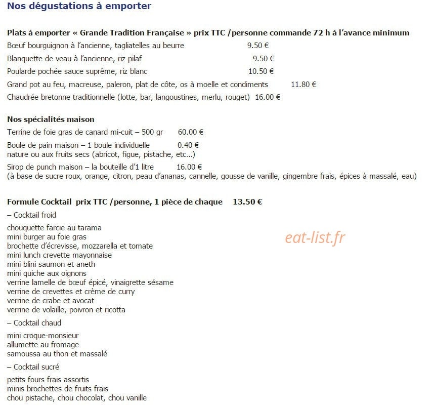Le Bistro Gourmand — carte page 10