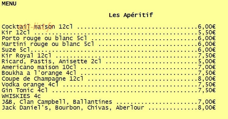 Les Délices du Maroc — carte page 1