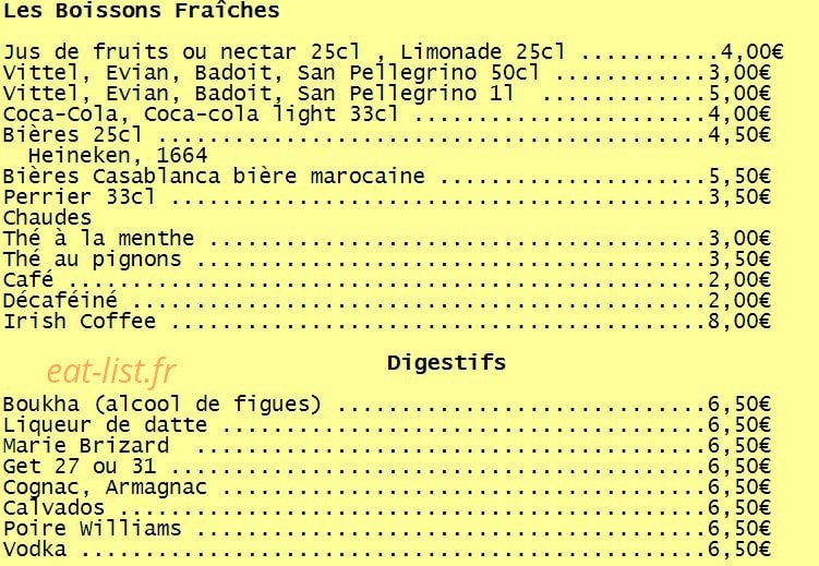 Les Délices du Maroc — carte page 4