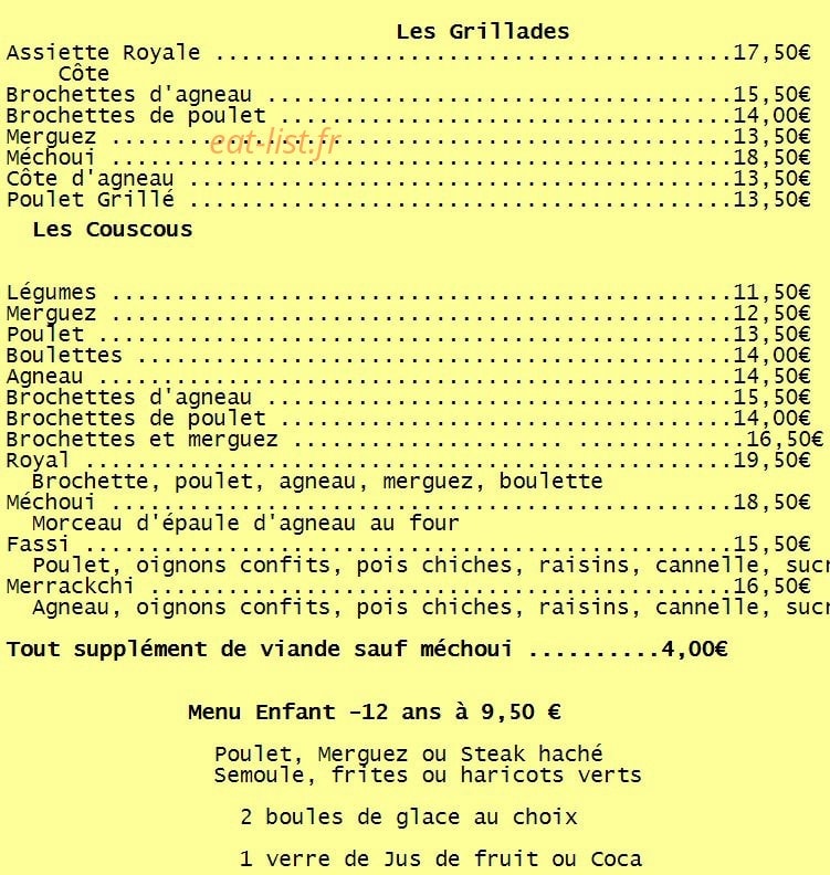 Les Délices du Maroc — carte page 3