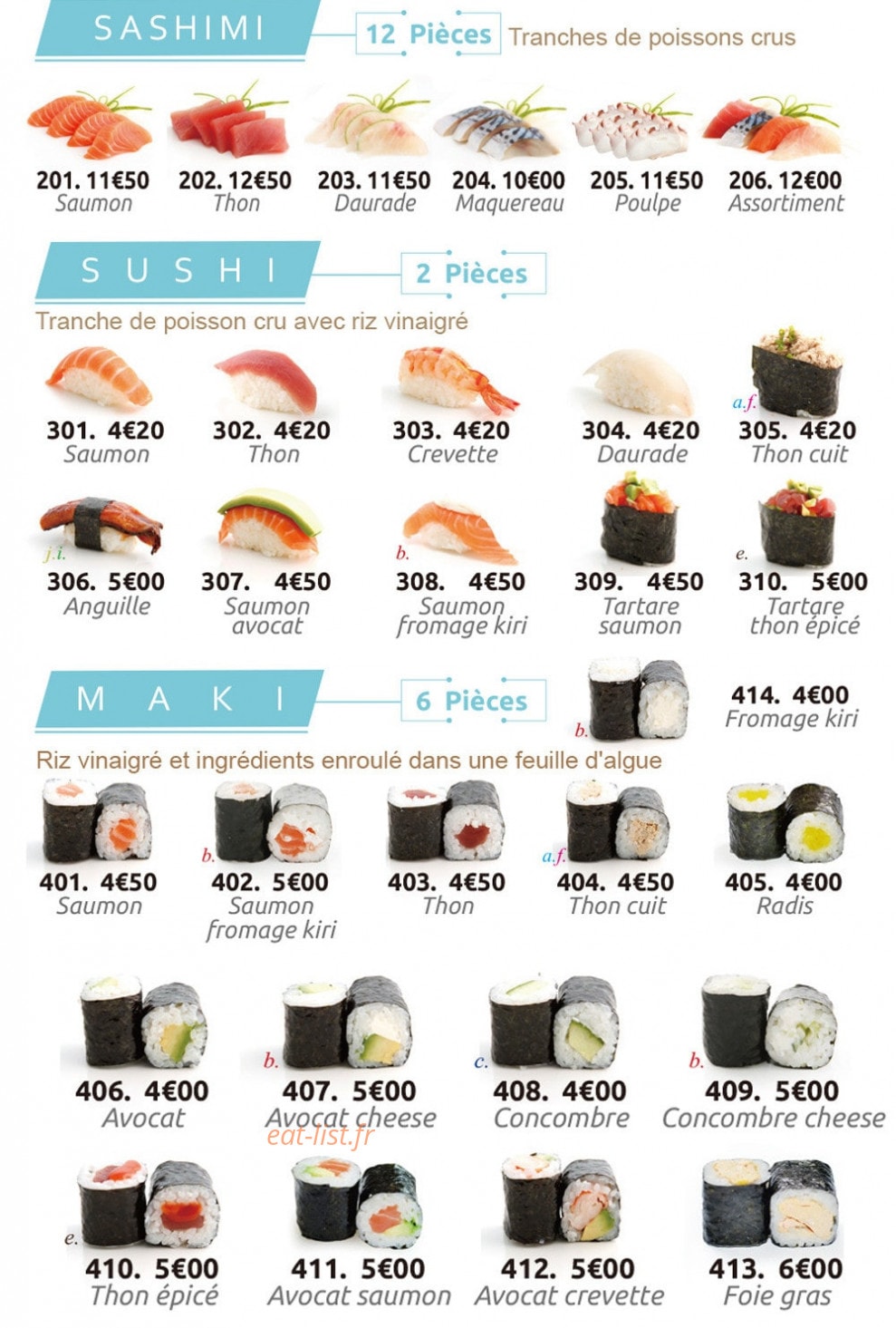 Mak Sushi — carte page 2