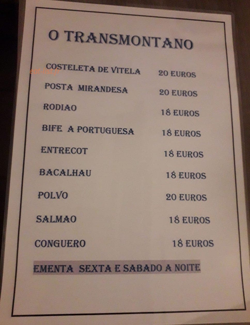 O Transmontano — carte page 1