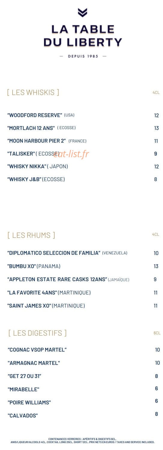 La Table du Liberty — carte page 8