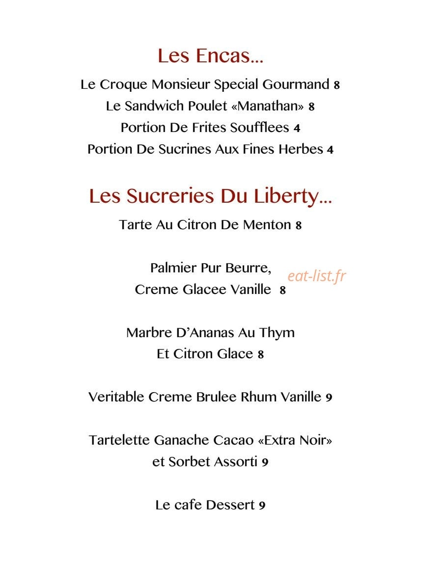 La Table du Liberty — carte page 8
