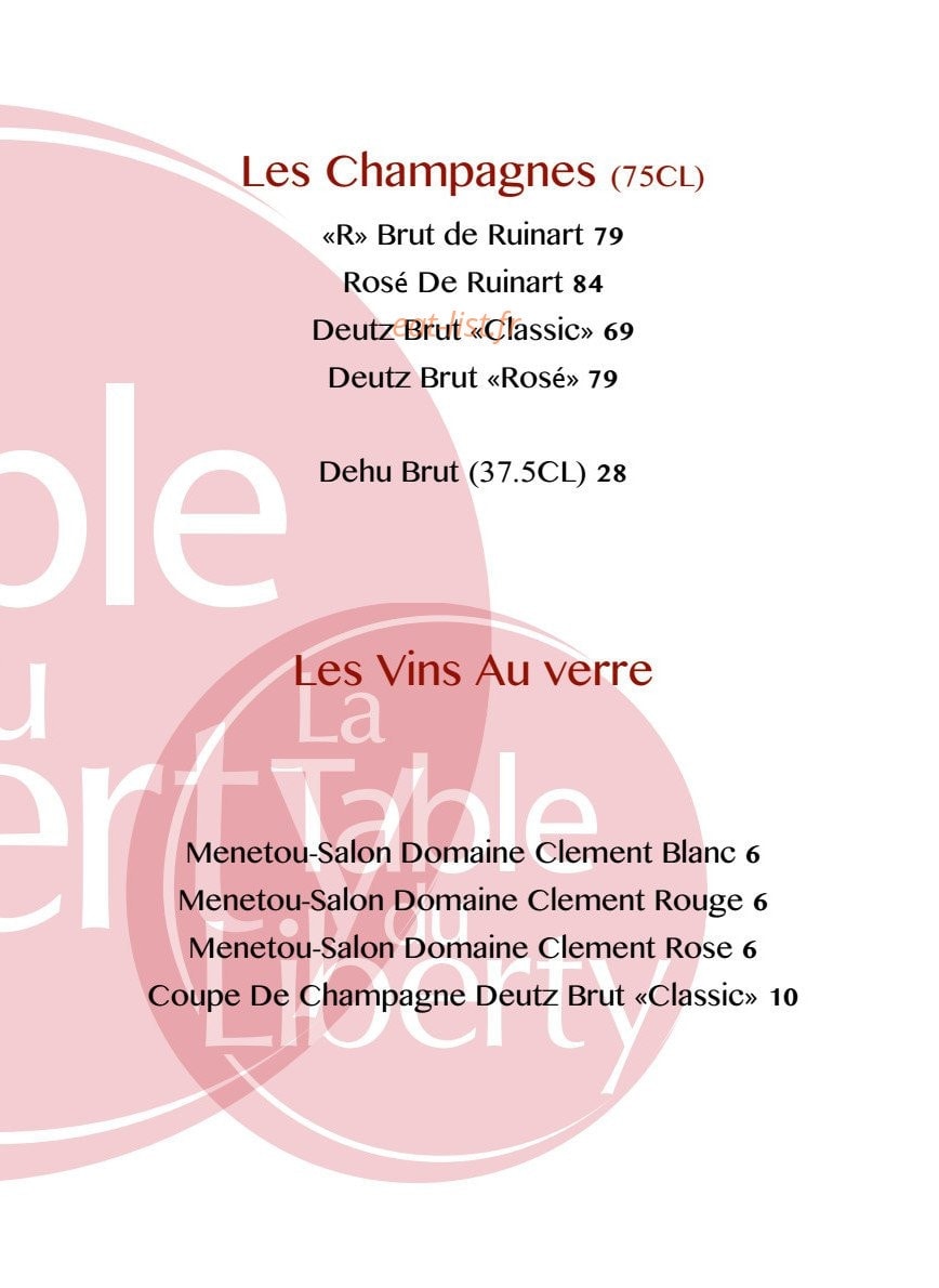 La Table du Liberty — carte page 6