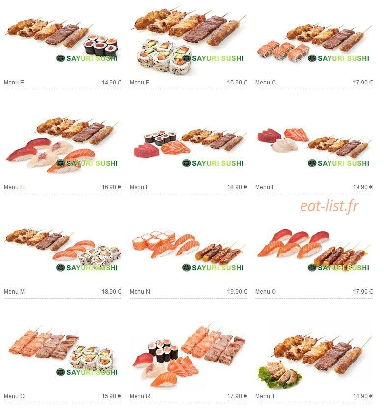 Sayuri sushi — carte page 3