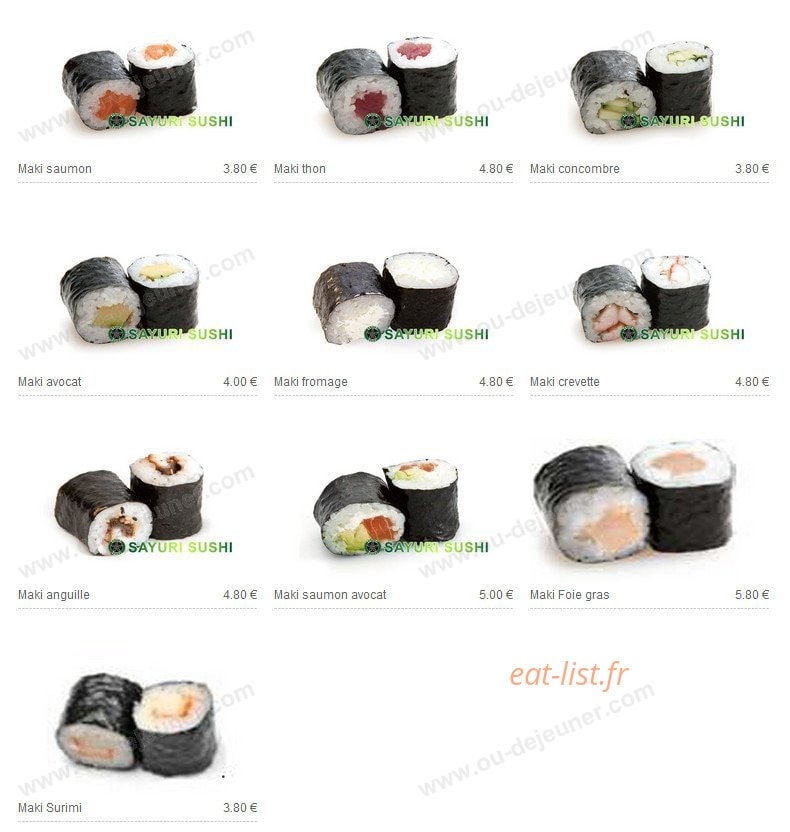 Sayuri sushi — carte page 13
