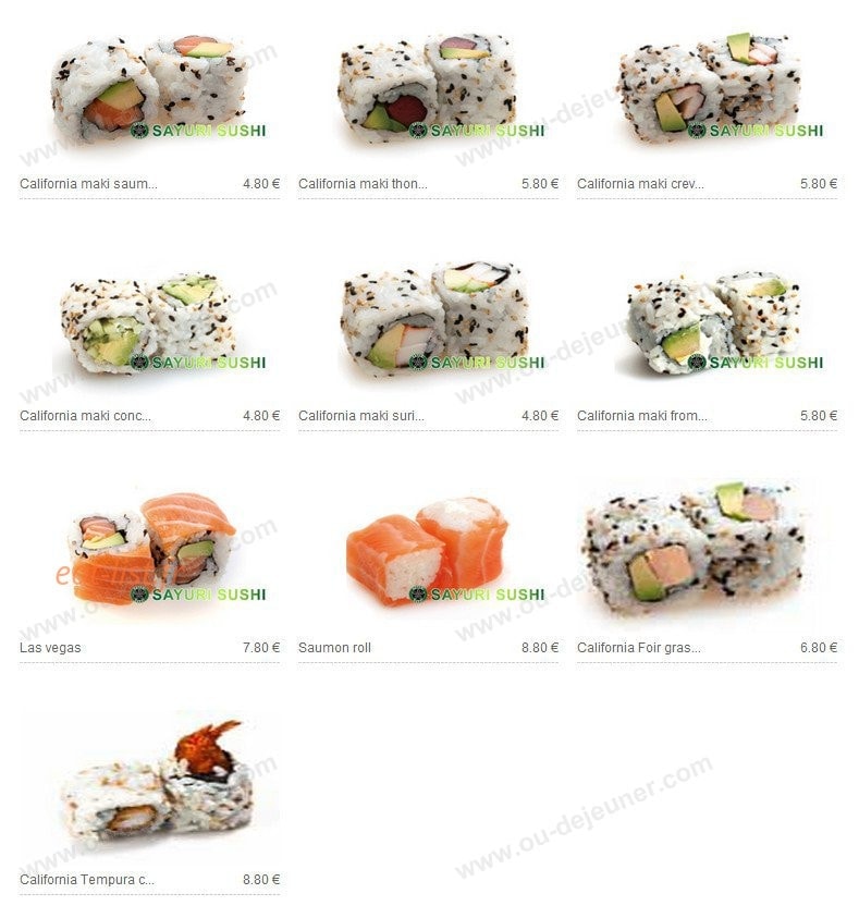 Sayuri sushi — carte page 14