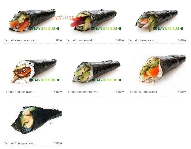 Sayuri sushi — carte page 12