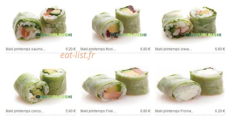 Sayuri sushi — carte page 15