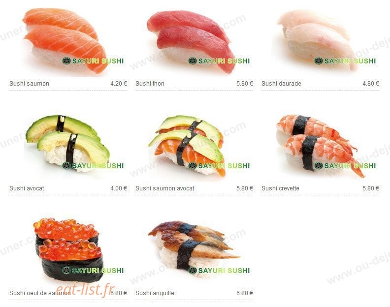 Sayuri sushi — carte page 17