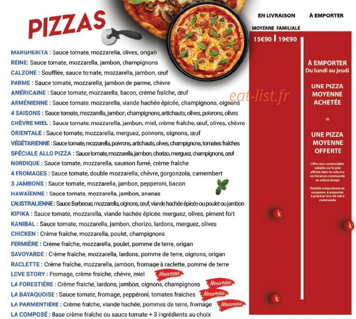 Allo pizza — carte page 1