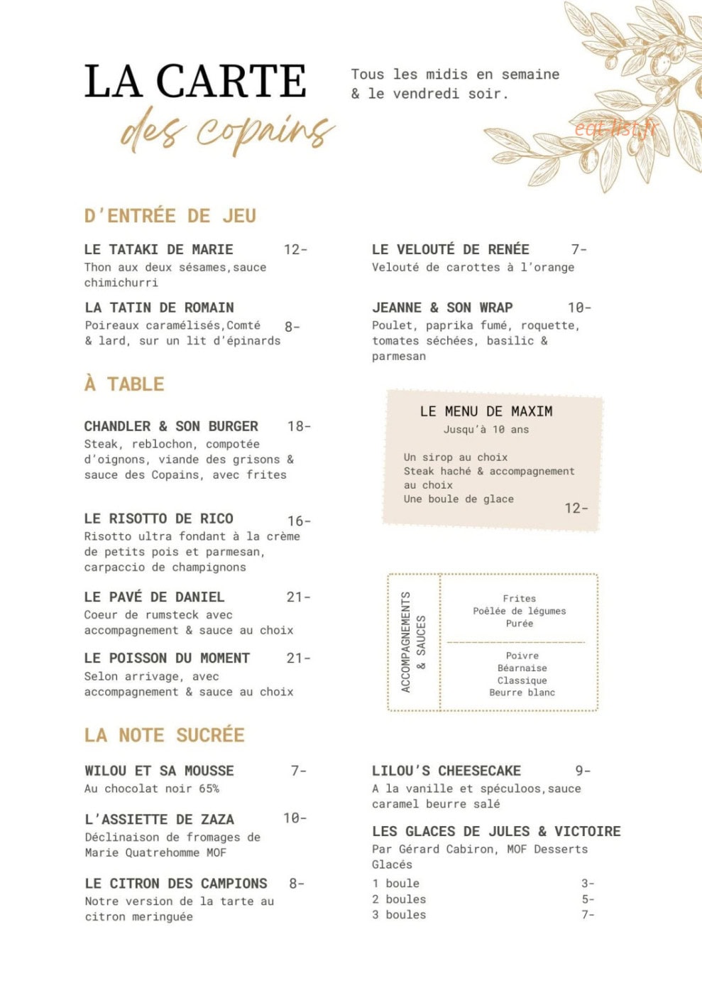 Chez les Copains — carte page 1