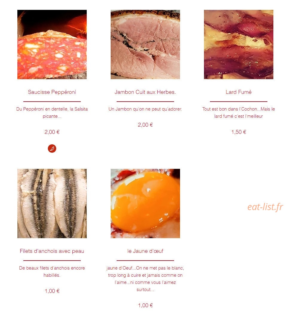 Carte et menu de Al Forno à Garancieres — Les suppléments viandes et poissons suite