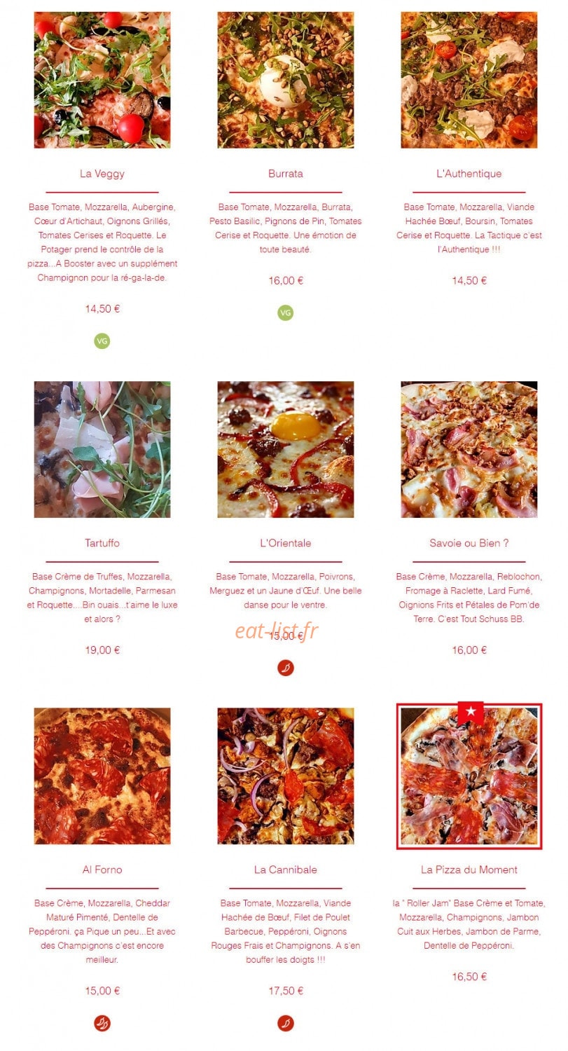 Carte et menu de Al Forno à Garancieres — Les pizzas suite