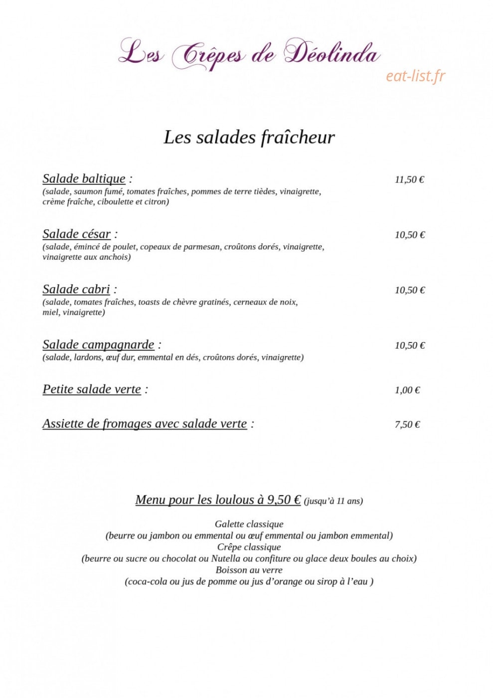 Les Crêpes de Déolinda — carte page 4
