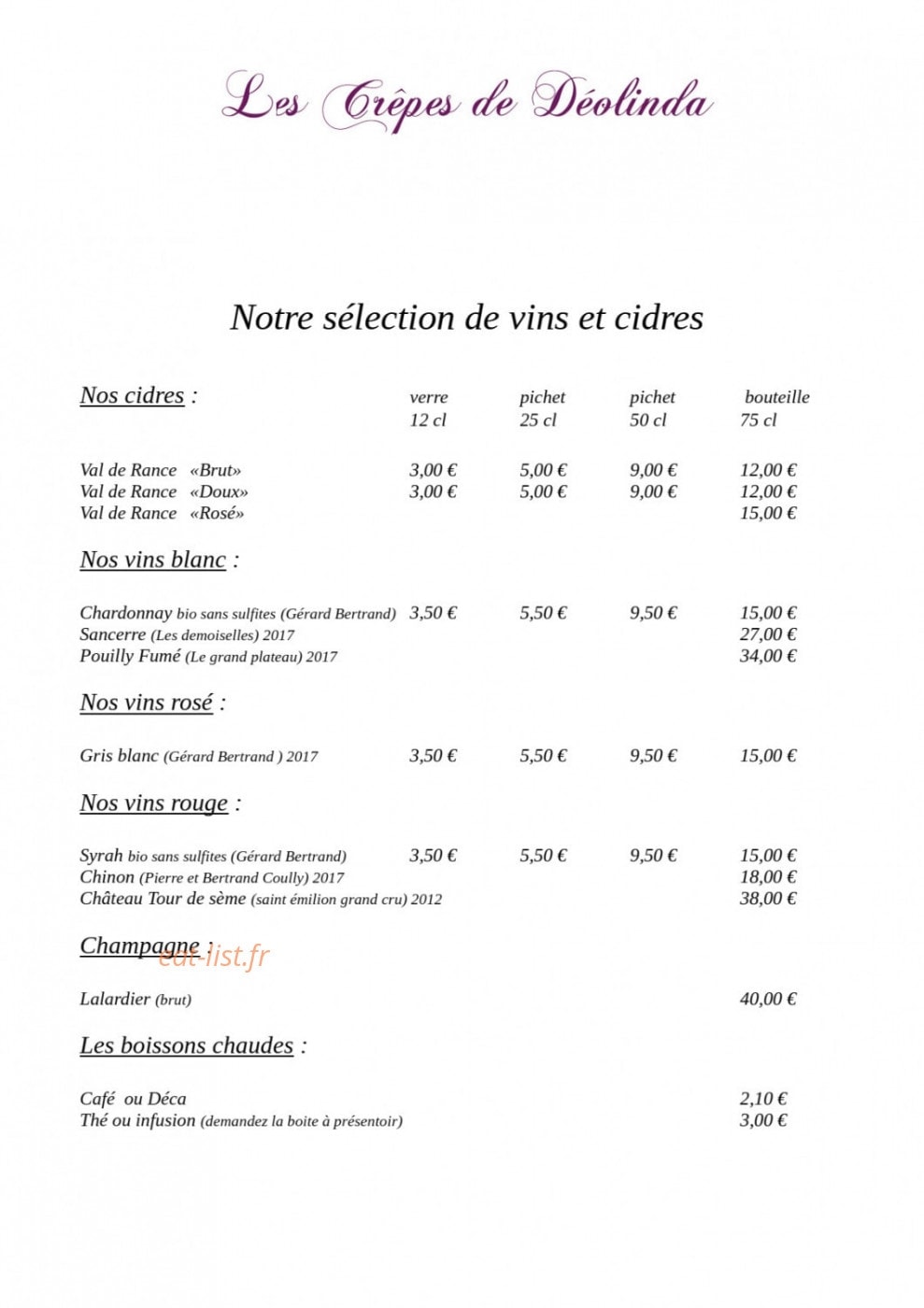 Les Crêpes de Déolinda — carte page 7
