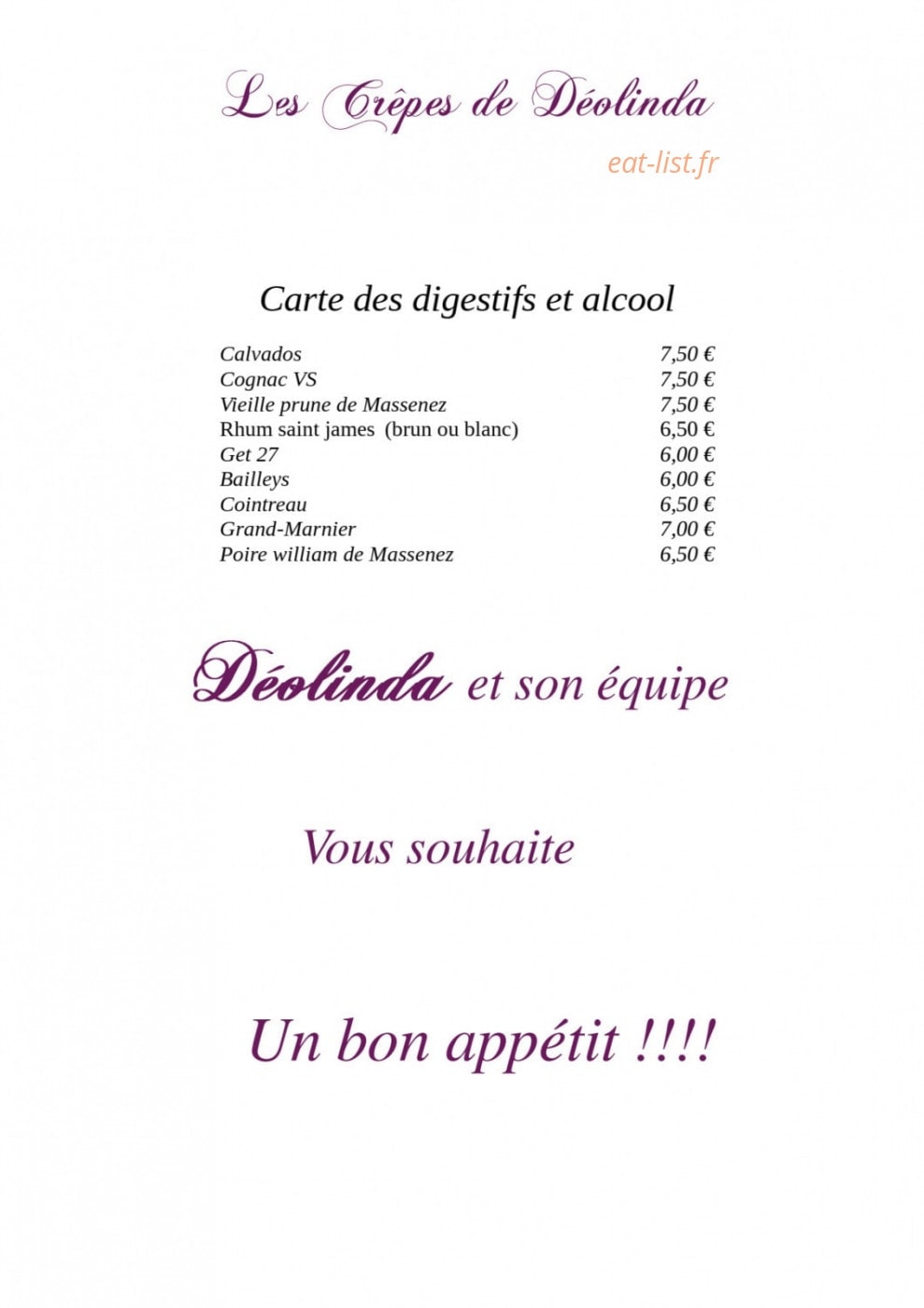 Les Crêpes de Déolinda — carte page 8