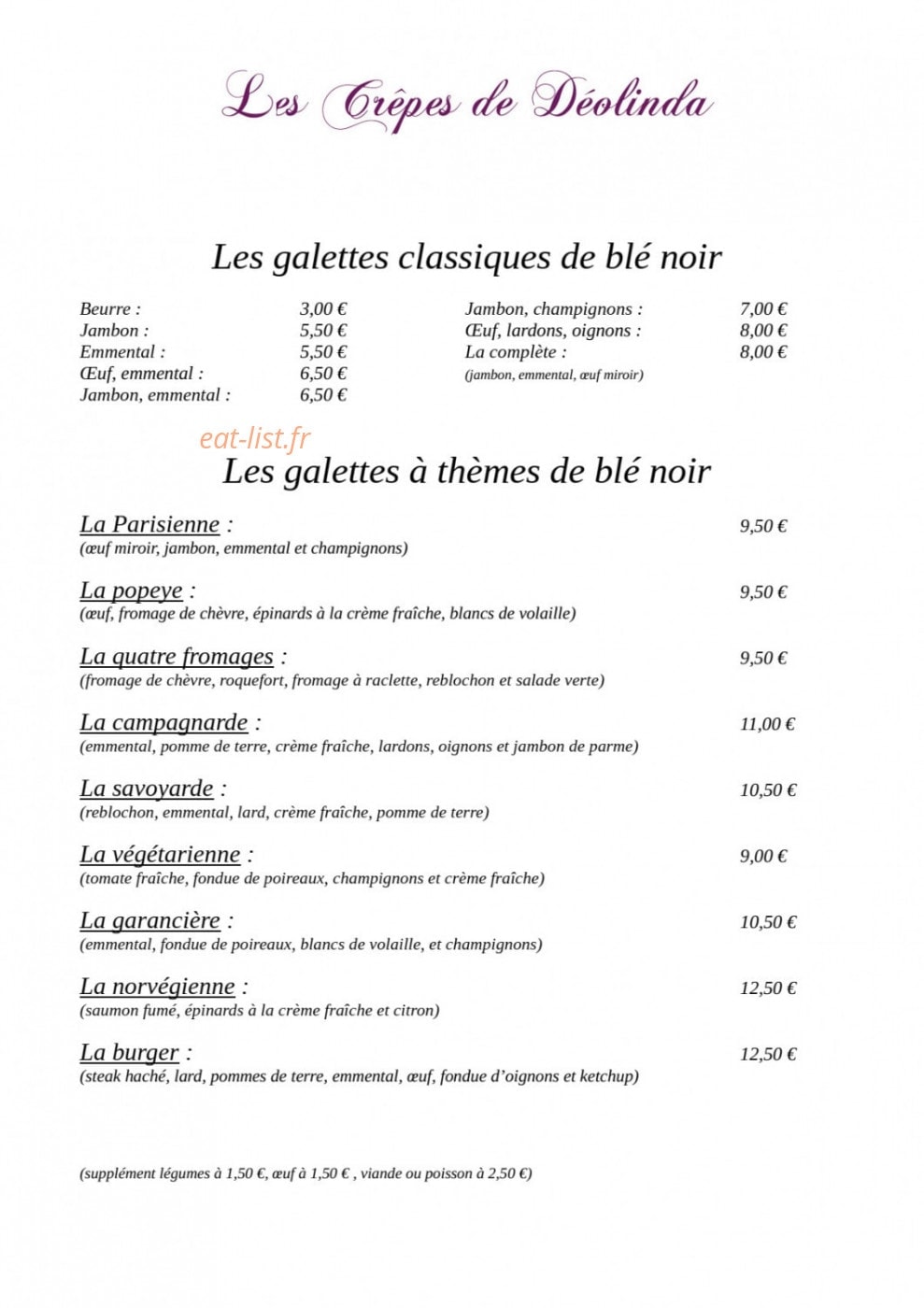 Les Crêpes de Déolinda — carte page 3
