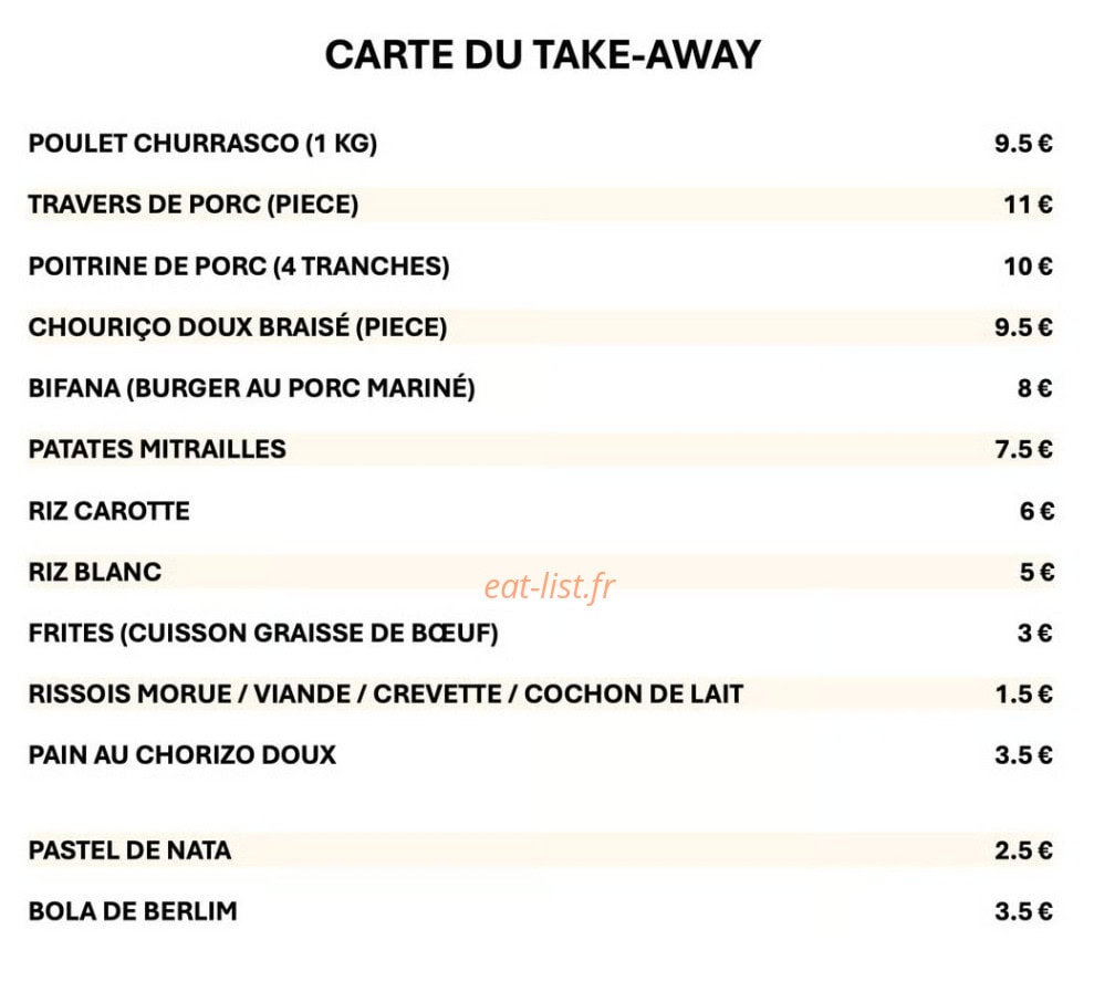 Chez Teixeira & Almeida — carte page 2
